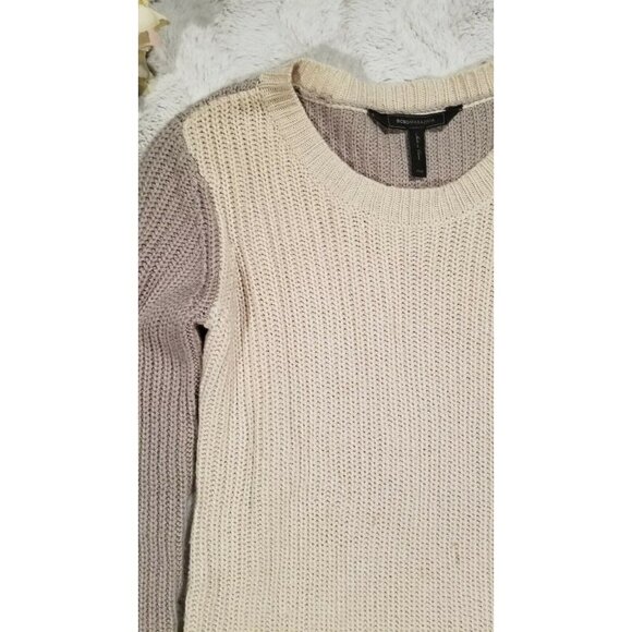 ✨️CL BCBG MAXAZRIA Cream Beige Taupe Long Sleeve Knit Sweater Dress Size XXS - Picture 4 of 10